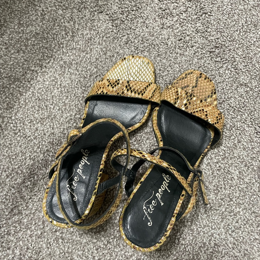 Free People tan snakeskin heels. 37.